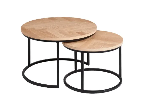 Casø Coffeebreak Sofabord 75/58 cm med Fiskebensmønster Hvitoljet Eik 