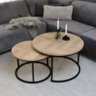 Casø Coffeebreak Sofabord 75/58 cm med Fiskebensmønster Hvitoljet Eik 