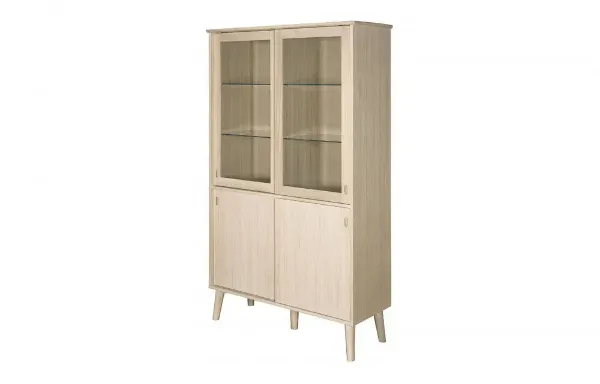 Casø 777 vitrineskap 90x195x40 cm med runde ben hvitoljet eik