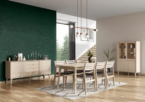 Casø 777 vitrineskap 90x195x40 cm med runde ben hvitoljet eik