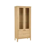 Casø 777 vitrineskap 90x195x40 cm med runde ben hvitoljet eik