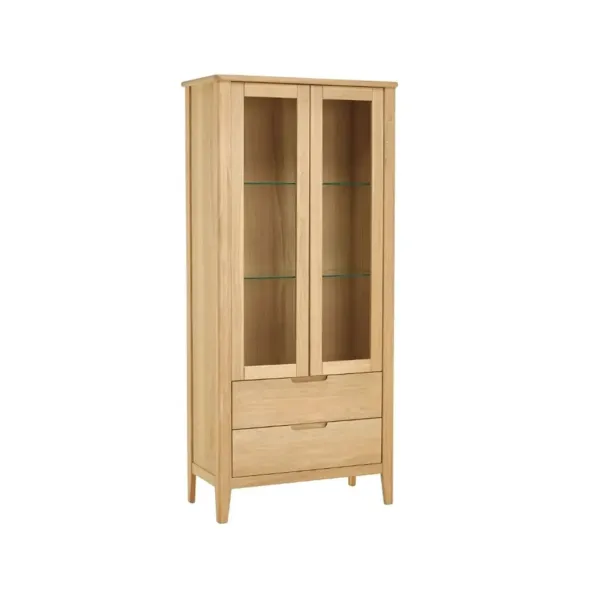 Casø 777 vitrineskap 90x195x40 cm med runde ben hvitoljet eik