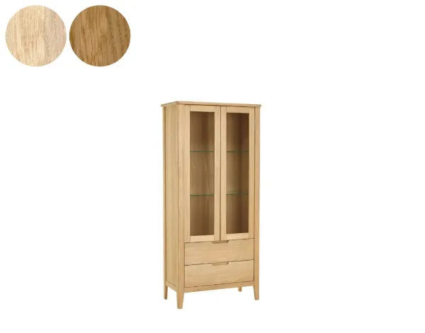 Casø 777 vitrineskap 90x195x40 cm med runde ben hvitoljet eik