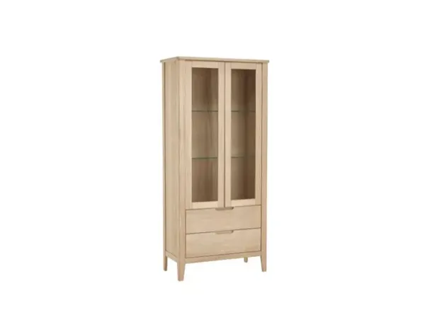 Casø 777 vitrineskap 90x195x40 cm med runde ben hvitoljet eik