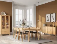 Casø 777 vitrineskap 90x195x40 cm med runde ben hvitoljet eik