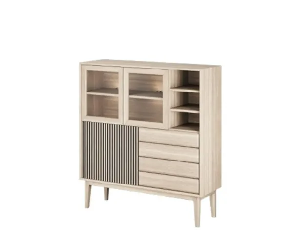 Casø Broholm Highboard med lamelldører 124x133x40 cm Hvitoljet Eik