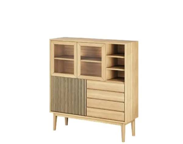 Casø Broholm Highboard med lamelldører 124x133x40 cm Hvitoljet Eik