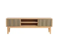 Casø Broholm XL TV-benk med lamelldører 160x55x35 cm Hvitoljet Eik