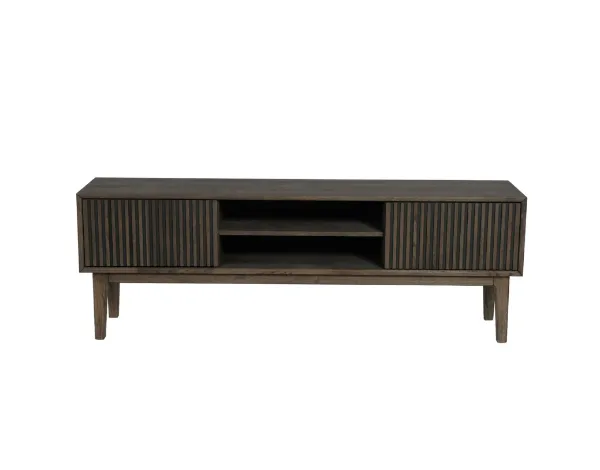 Casø Broholm XL TV-benk med lamelldører 160x55x35 cm Hvitoljet Eik