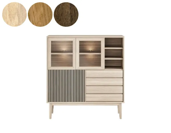 Casø Broholm Highboard med lamelldører 124 x 133 x 40 cm