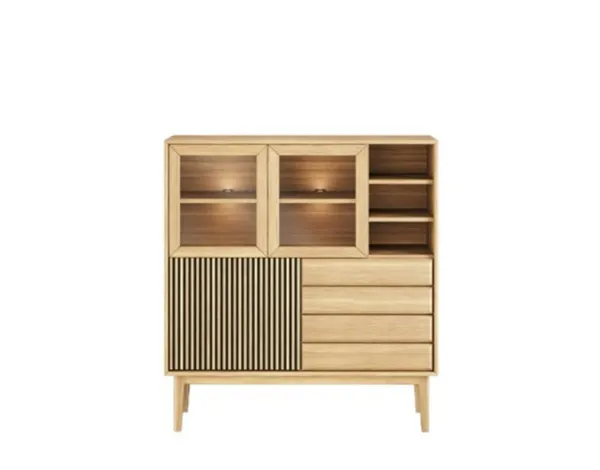 Casø Broholm Highboard med lamelldører 124 x 133 x 40 cm
