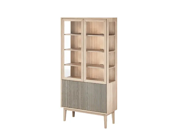 Casø Broholm Vitrineskap med glassider og lamelldører 100 x 197 x 40 cm