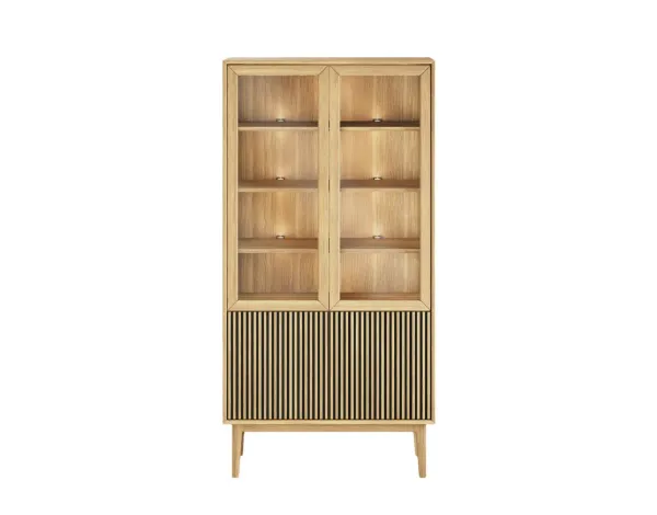 Casø Broholm Vitrineskap med glassider og lamelldører 100 x 197 x 40 cm